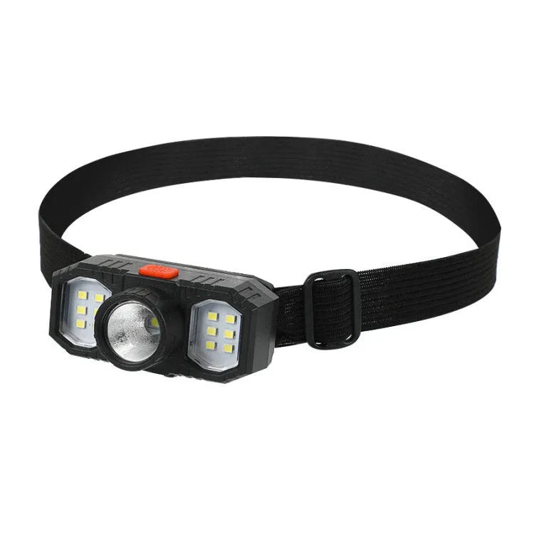 Mini USB rechargeable head-mounted lamp with strong light, plastic body, and built-in battery