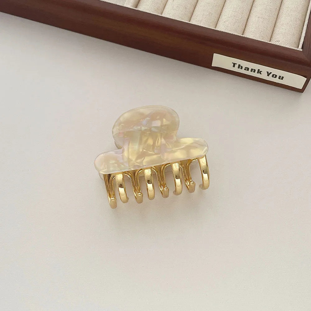 Retro acetate hair barrettes with metal grip in medium size showing R08 colour options