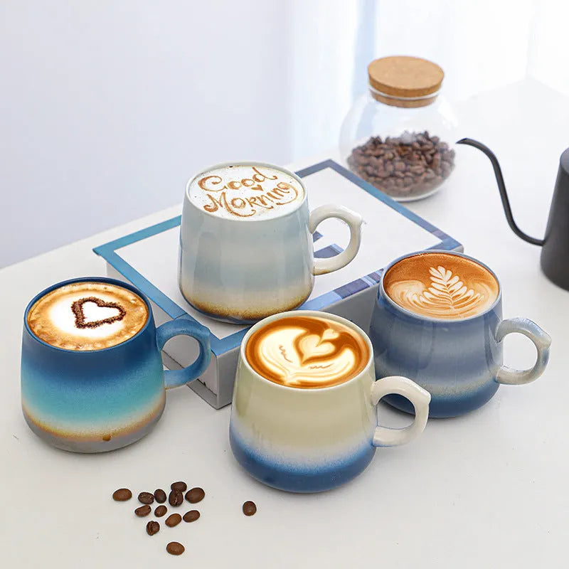 350ml retro ceramic coffee mug in vintage style with four colour options
