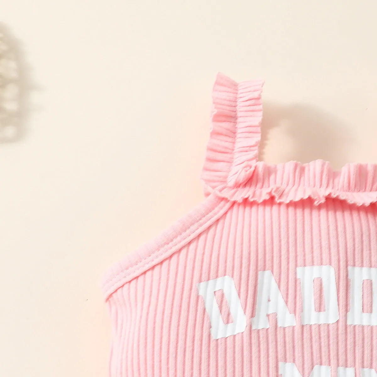 Girls summer romper three-piece set in LB345 pink with sleeveless hoodie and shorts on white background