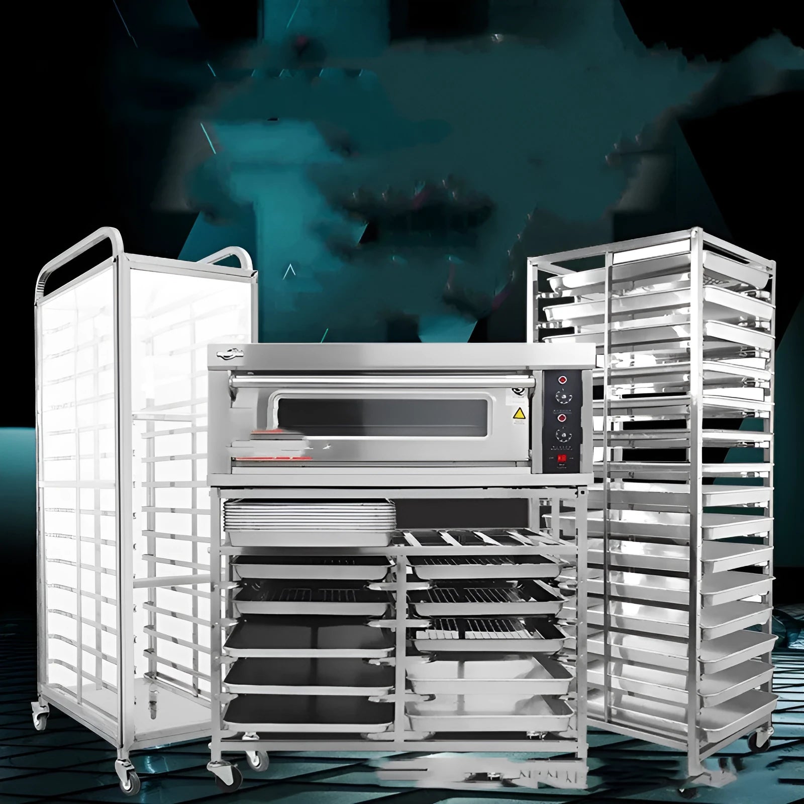 Stainless steel six-layer baking tray rack with lock for 40x60 cm sheets