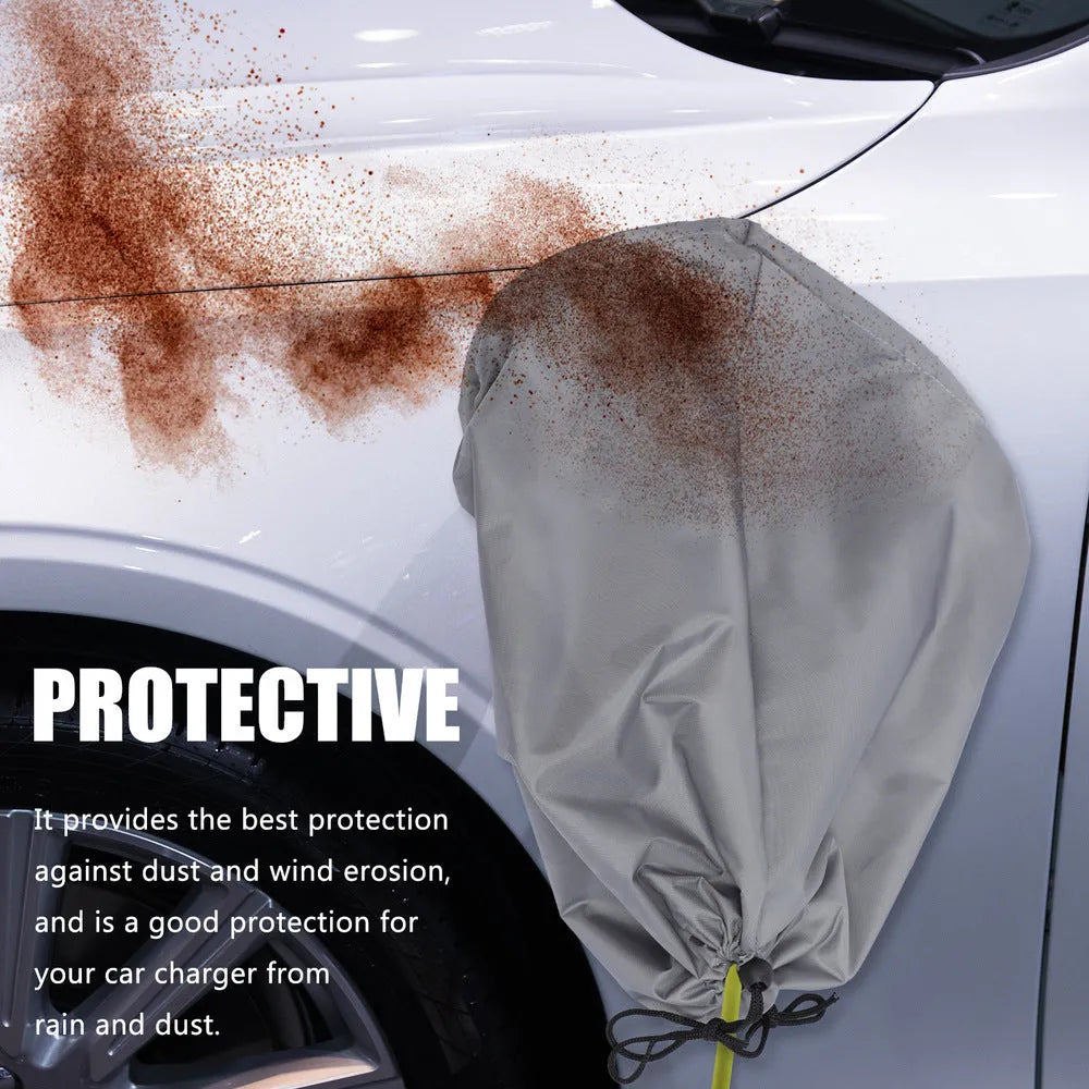 Waterproof cover for new energy vehicle charging points with drawstring closure