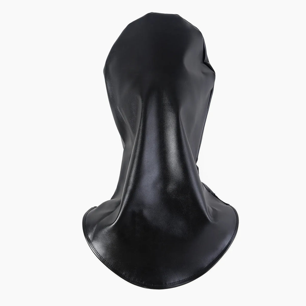 Black leather bondage mask for BDSM and fetish role play