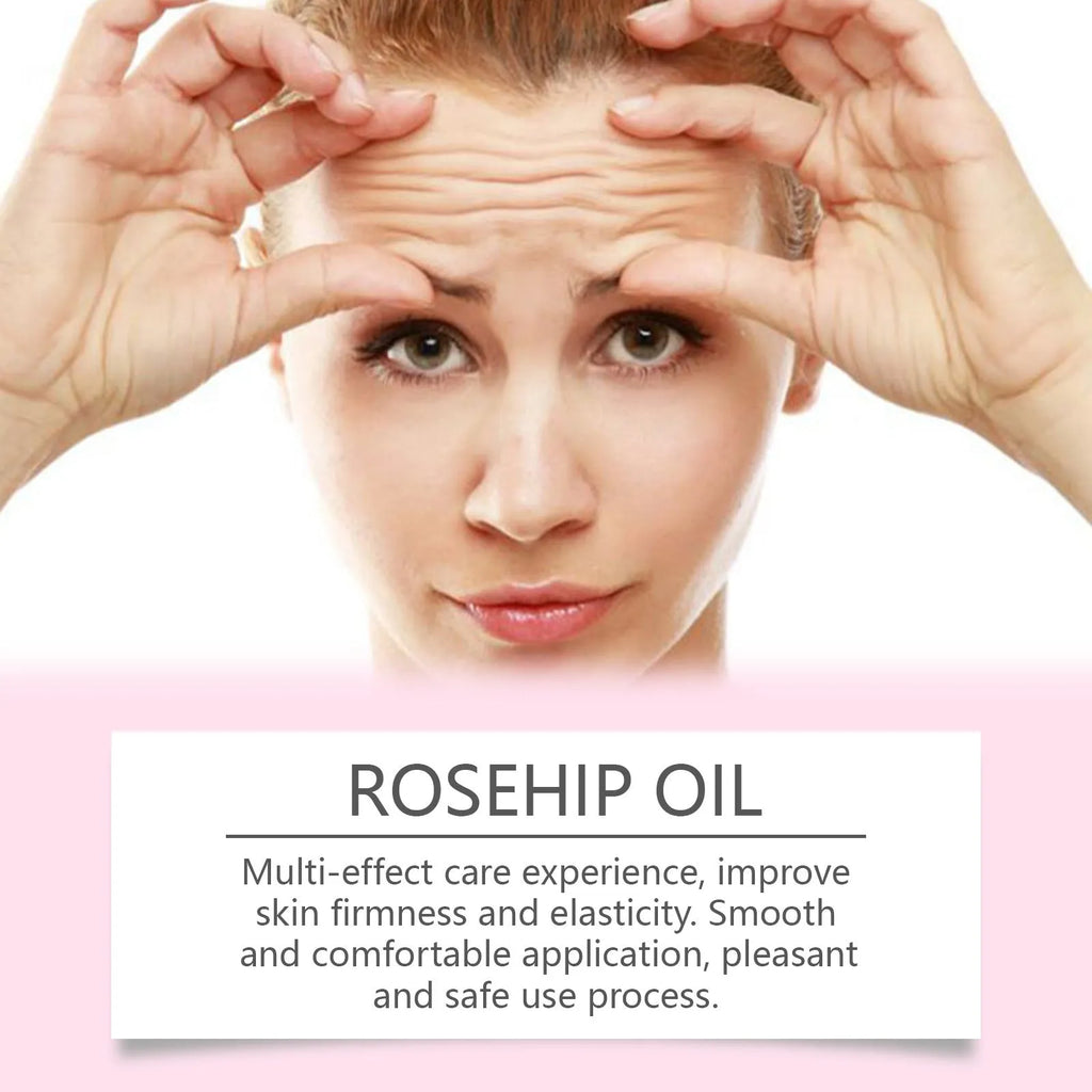 60ml bottle of rose fruit seed facial oil with glycerol, rose hip oil and vitamin E