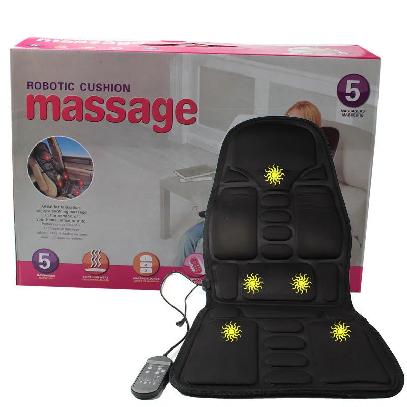 Black infrared heating massage physiotherapy mat with seat cushion and AC power cable