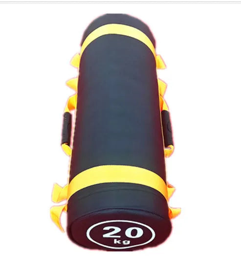 PVC fitness sandbag training bag in flat white leather colour for weight lifting and gym conditioning