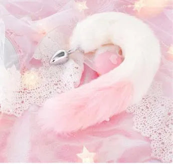 Pink PU leather anal docking plug toy on white background, 10cm length, beginner friendly
