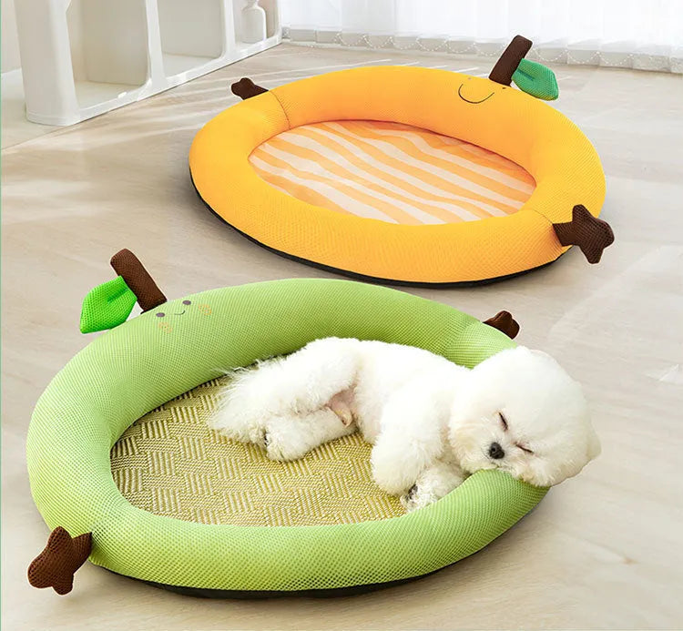 Green fruit-shaped pet bed with backrest nest design for large dogs