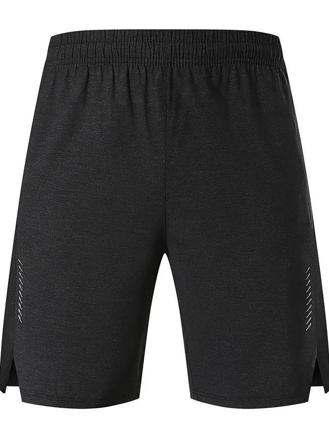 Men's casual spandex shorts in forest green with mid waist design and five-point construction