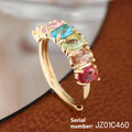 Women's adjustable gold zircon ring with electroplated copper construction and retro colour design