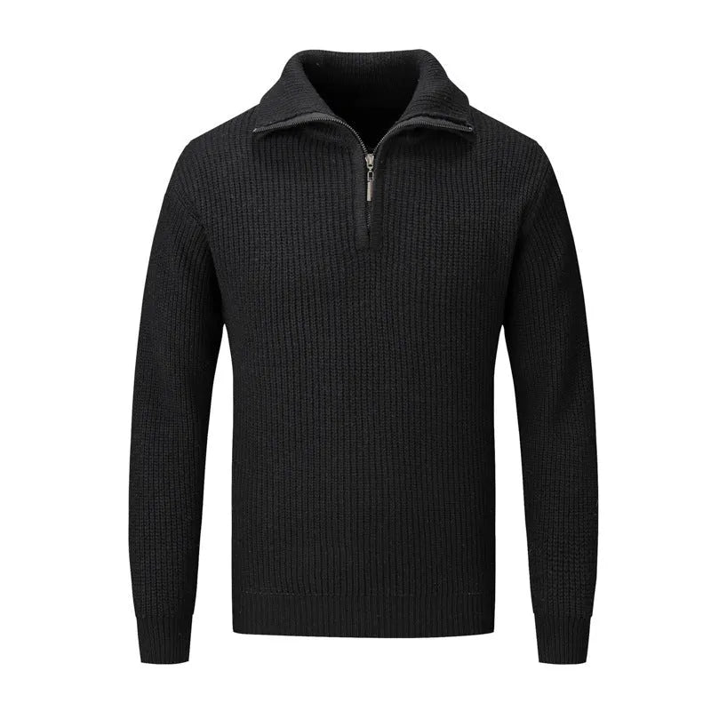 Men's loose slim fit solid colour pullover sweater for autumn and winter casual wear