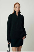Women's wool bandage dress with loose lapels and long sleeves in black and grey colours