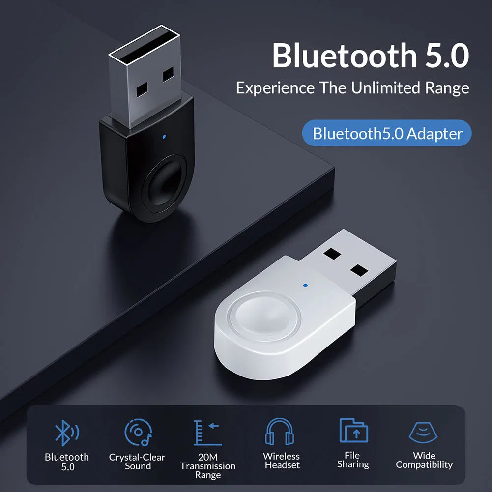 BTA-608 Bluetooth 5.0 USB receiver adapter in black for desktop PC