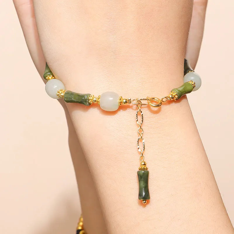 Women's crystal agate bracelet with natural beads in fruit, bow and animal charm designs