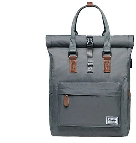 Casual polyester backpack with laptop compartment in black, dark grey, or green colours