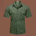 Men's cotton work shirt short sleeve loose fit cardigan style in multiple colours