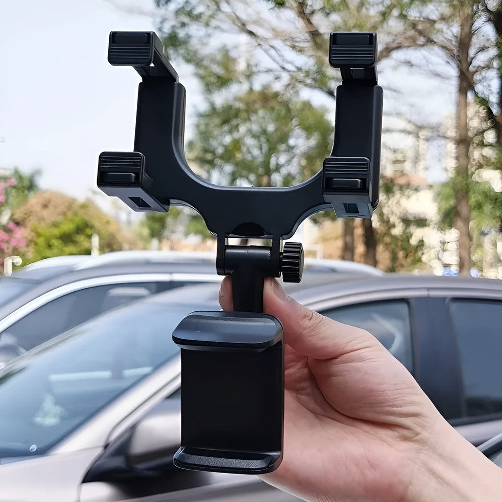 Black plastic car rearview mirror mobile phone navigation bracket and driving recorder fixing clip