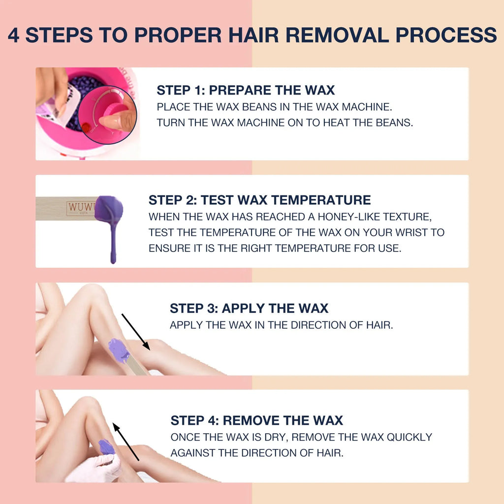 27-piece hair removal wax kit with wax machine, four colour wax beads, and wax sticks