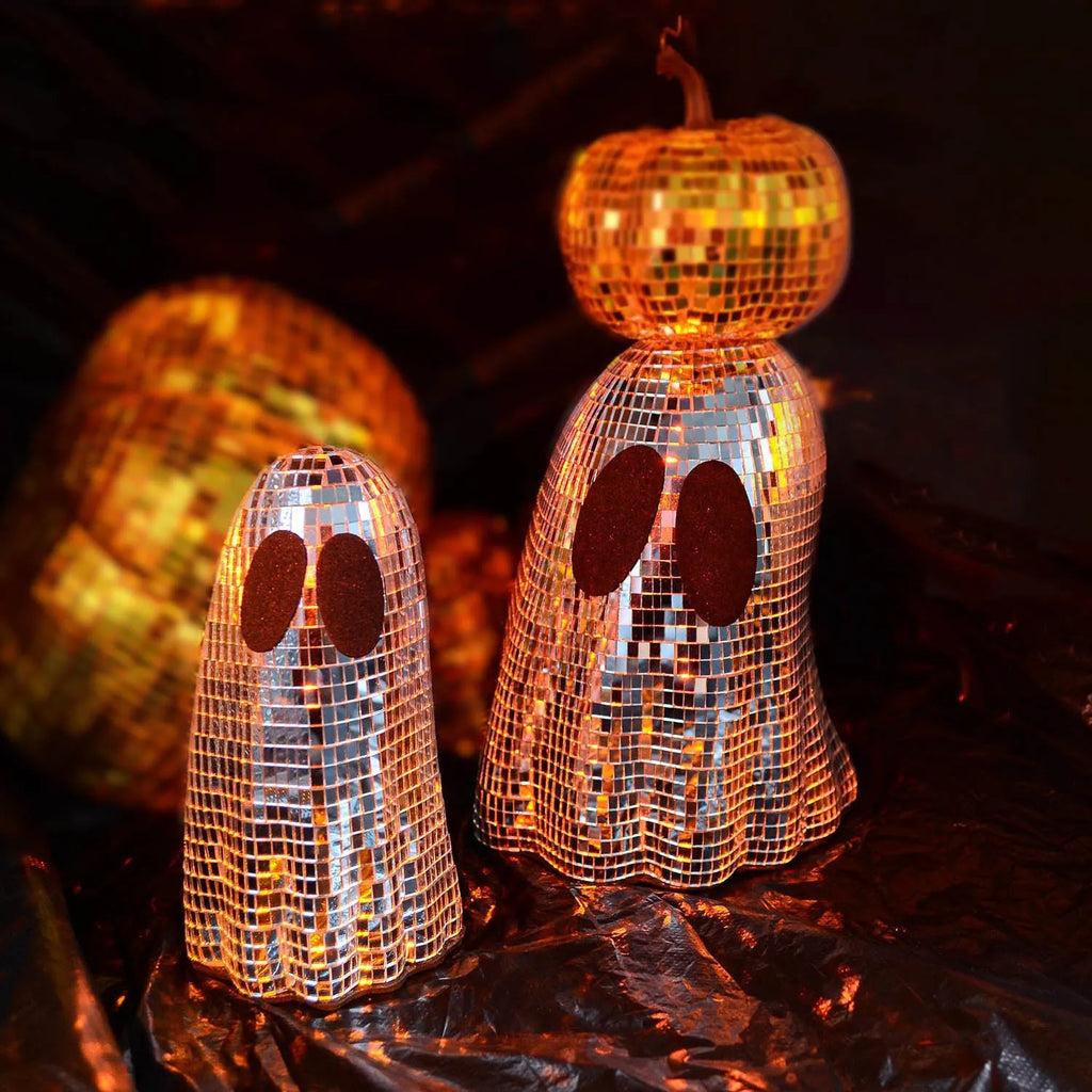 Silver Halloween ghost mosaic mirror patch decoration for desktop display