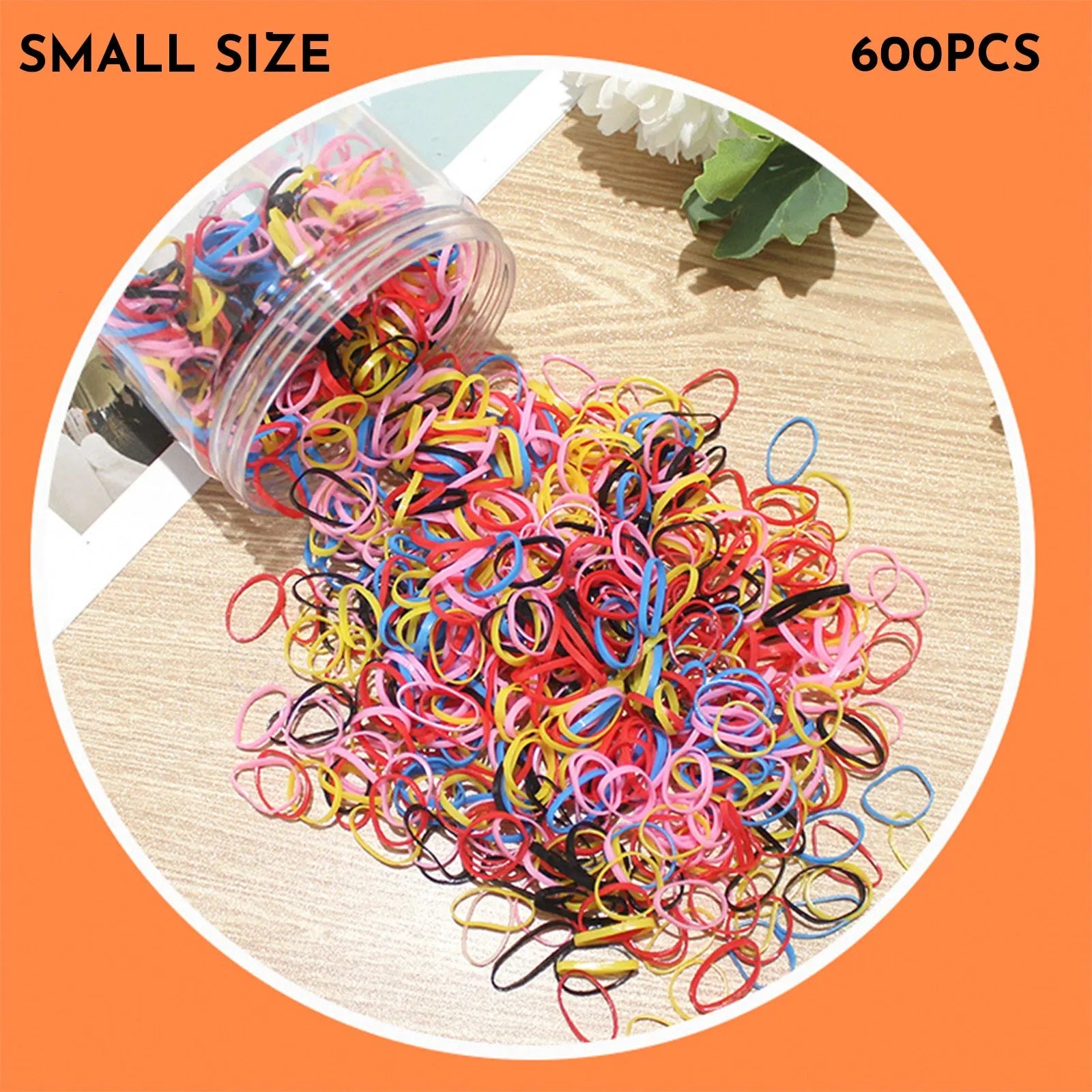 TPU elastic baby hair ties in multicolour assortment with reusable storage container