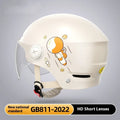 Electric motorcycle half helmet with removable visor in khaki colour with clear lens option