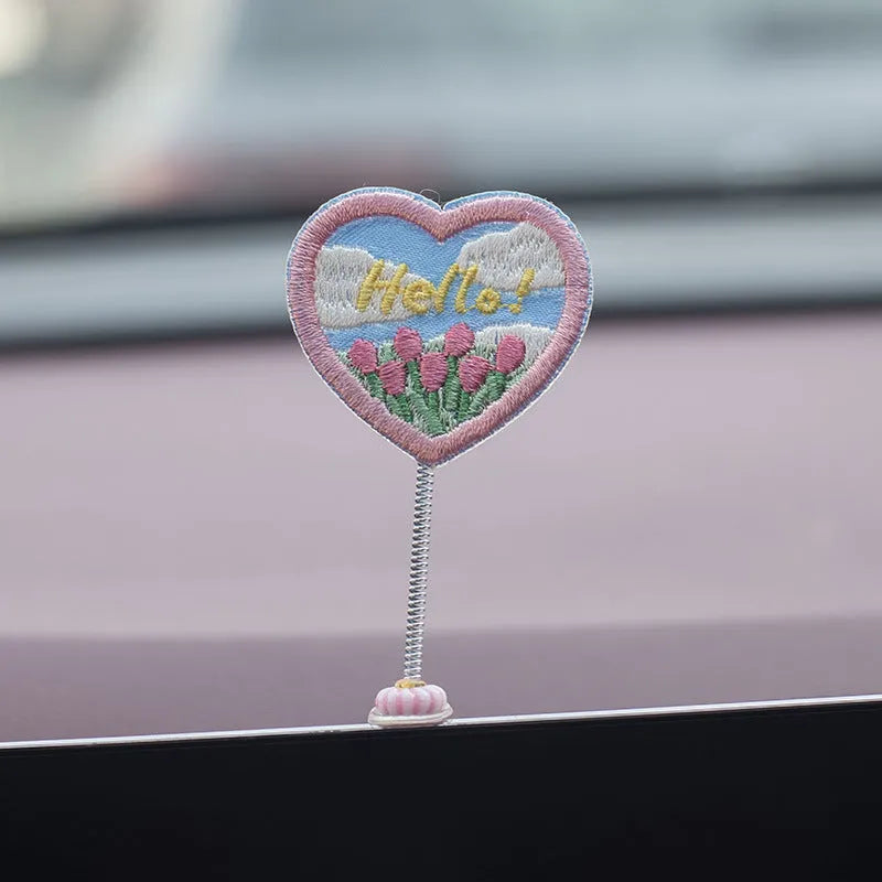 PVC cartoon duckling car decoration set with six small ducks and one sign label for vehicle interior