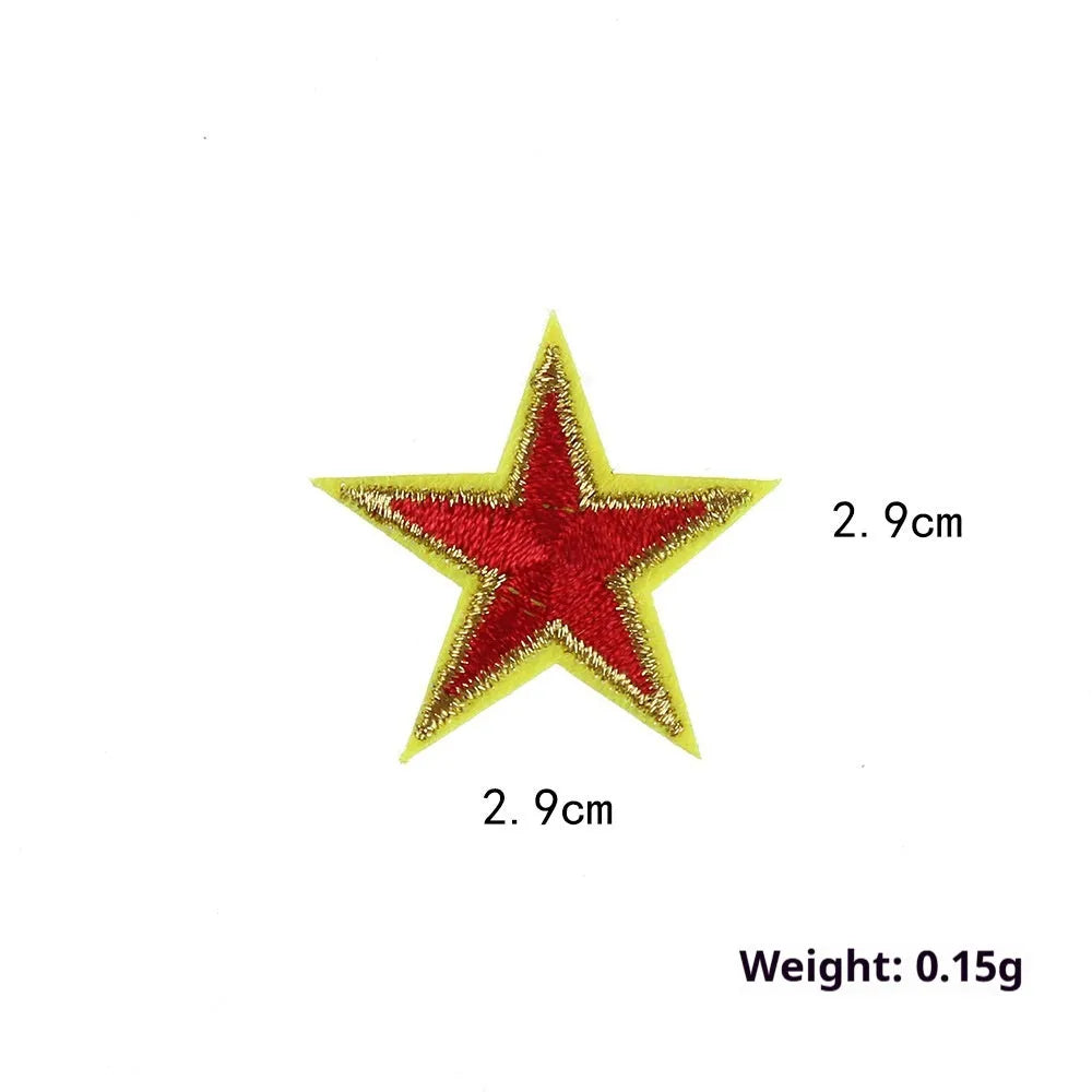 Colourful five-pointed star cloth embroidery labels for DIY clothing decoration.