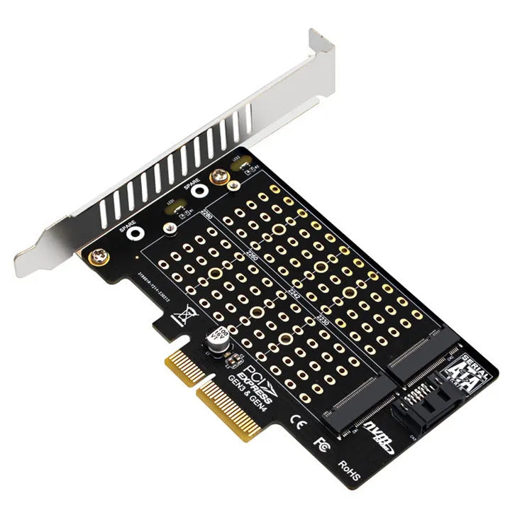 PH42 M.2 NVMe NGFF SSD to PCIe SATA dual disk transfer extended card with MKey and BKey support