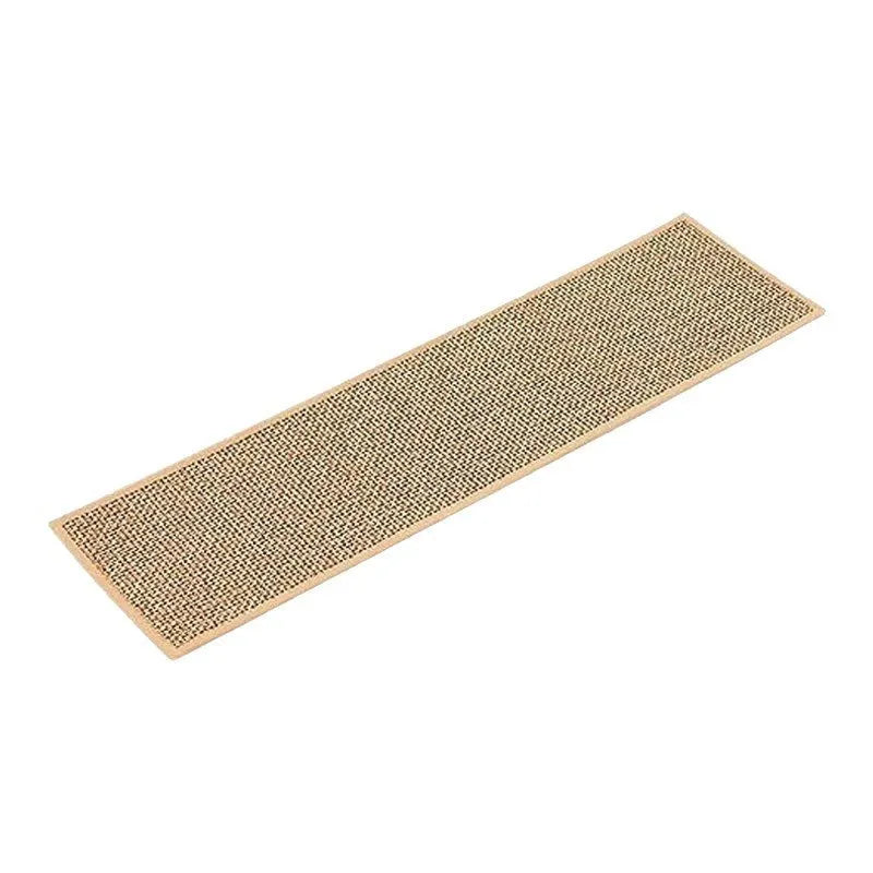 Japanese-style solid-colour linen-look stair mat with rubber backing lying flat on a wooden step.