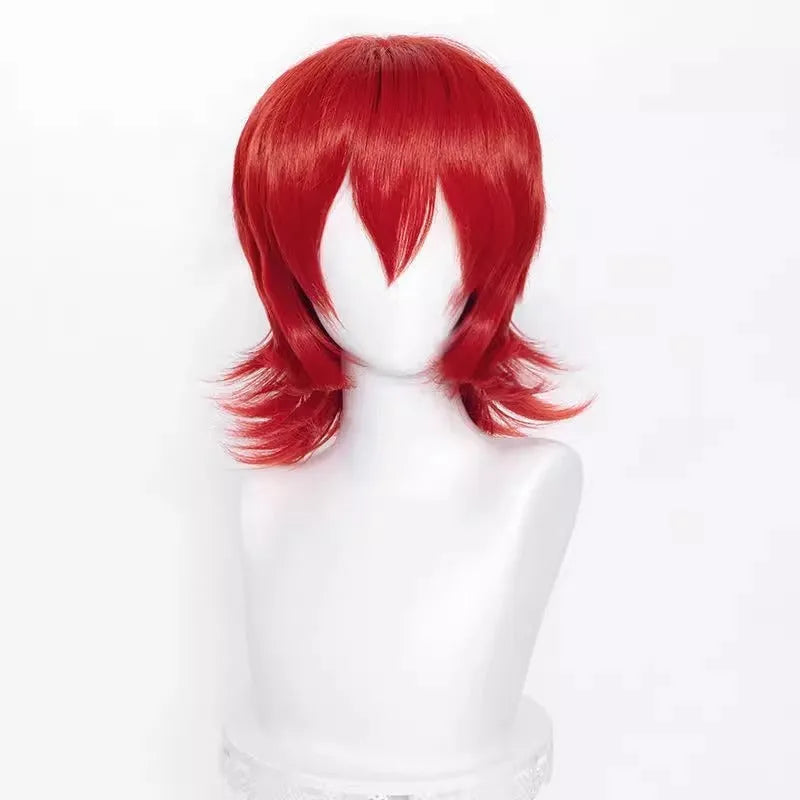 Short cosplay wig for men with lengthened tail and anti-curling mechanism in anime style