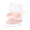 Grey cat feeding bowl with cat ears neck protection collar and adjustable height mechanism