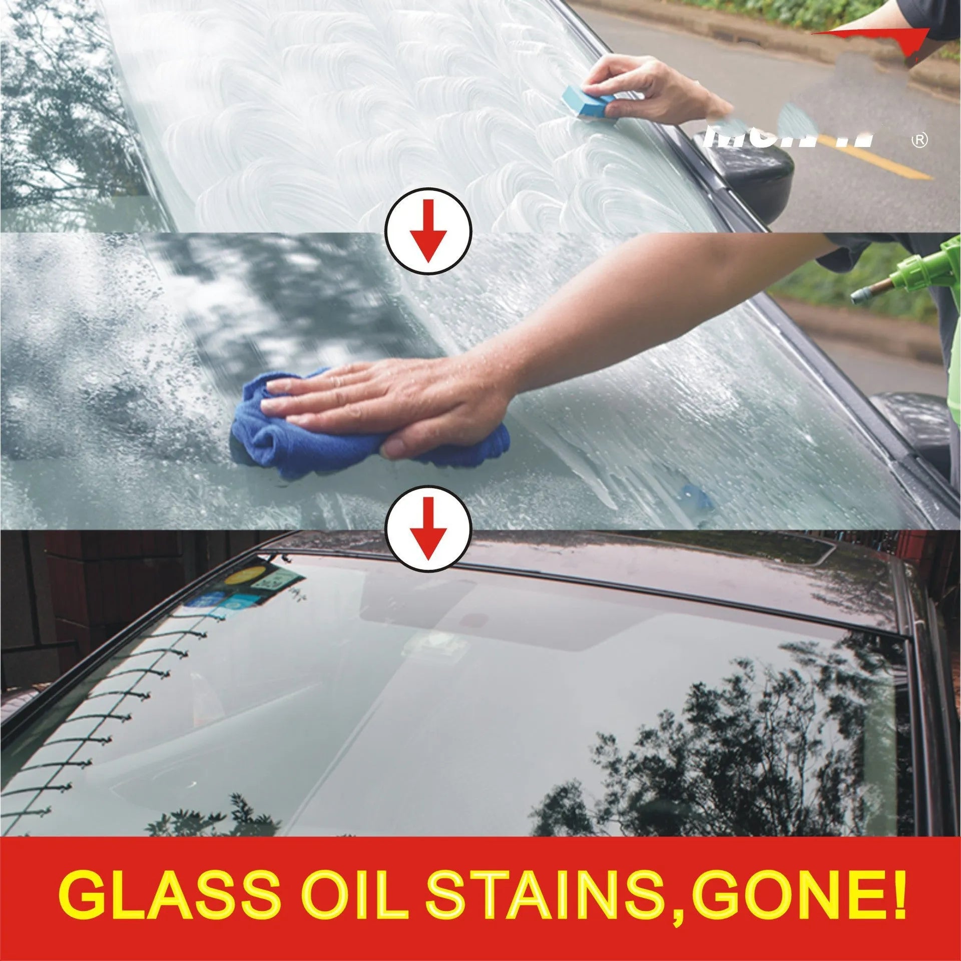 Automotive glass water anti-fog cleaning product in white English version bag with 15ml capacity