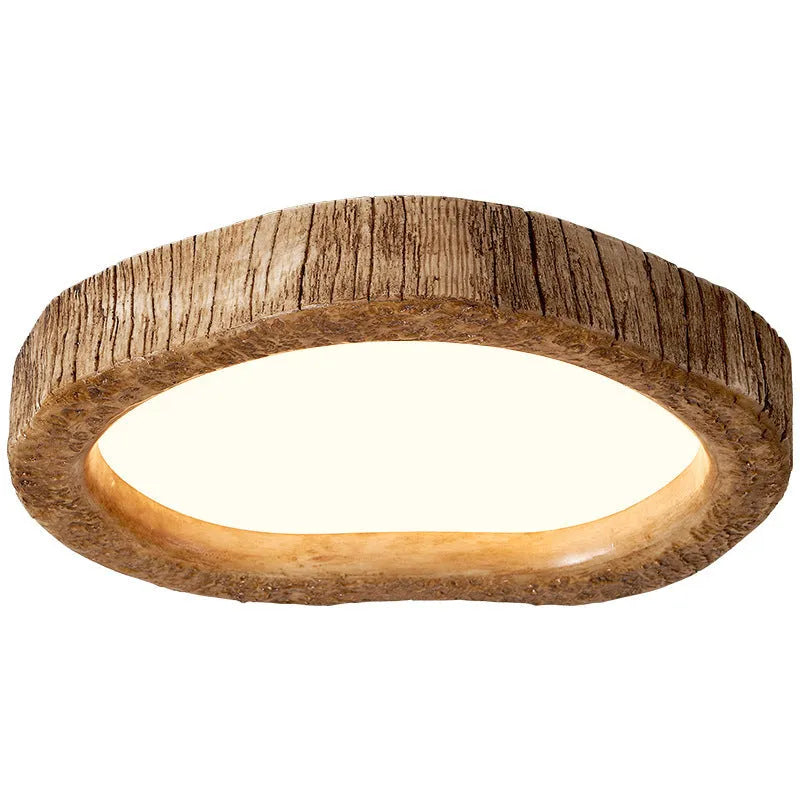 Round wood grain finish ceiling lamp in new Chinese style for bedroom lighting