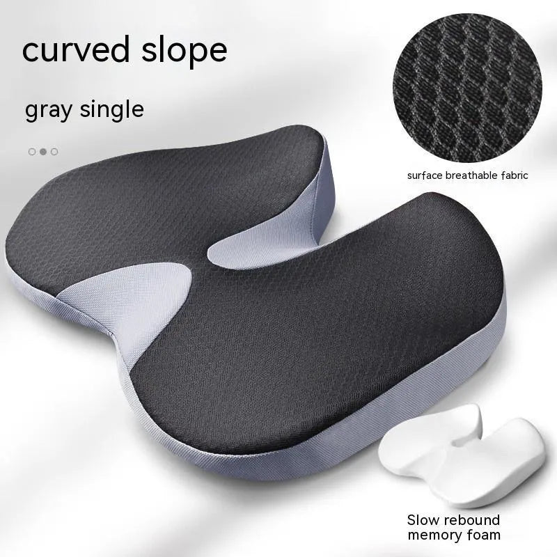 Curved bevel edge seat cushion for tailbone support in solid colour options