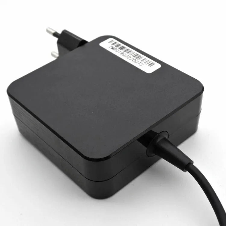 Black 65W Type C PD laptop charger power adapter with compact square design