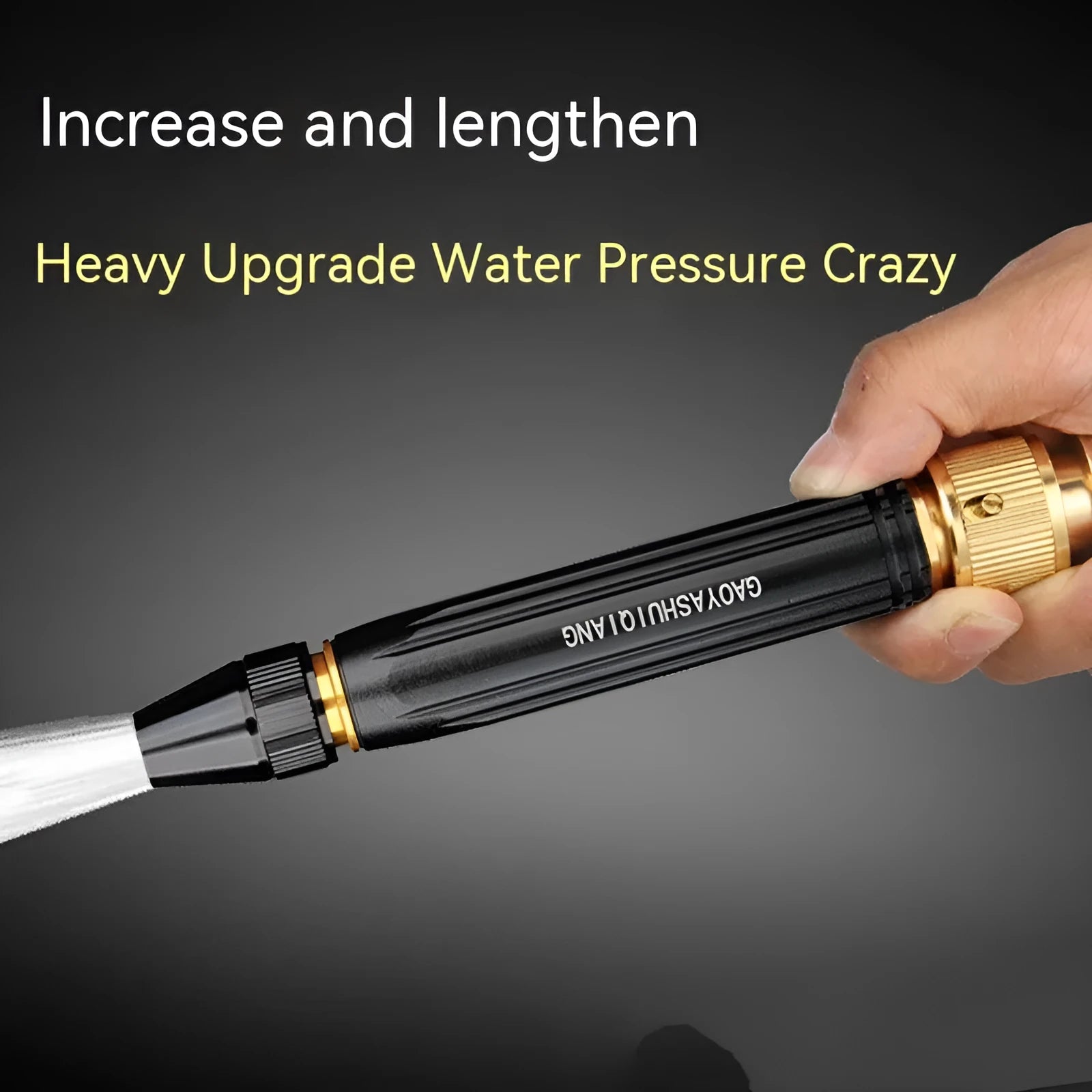 Black Diamond finish alloy car washing gun with straight spray design for garden and vehicle cleaning