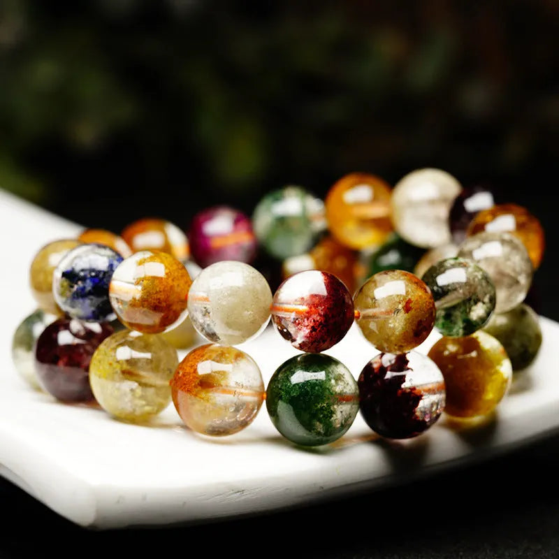 Crystal bead bracelet with colourful ghost cornucopia design and 10mm beads