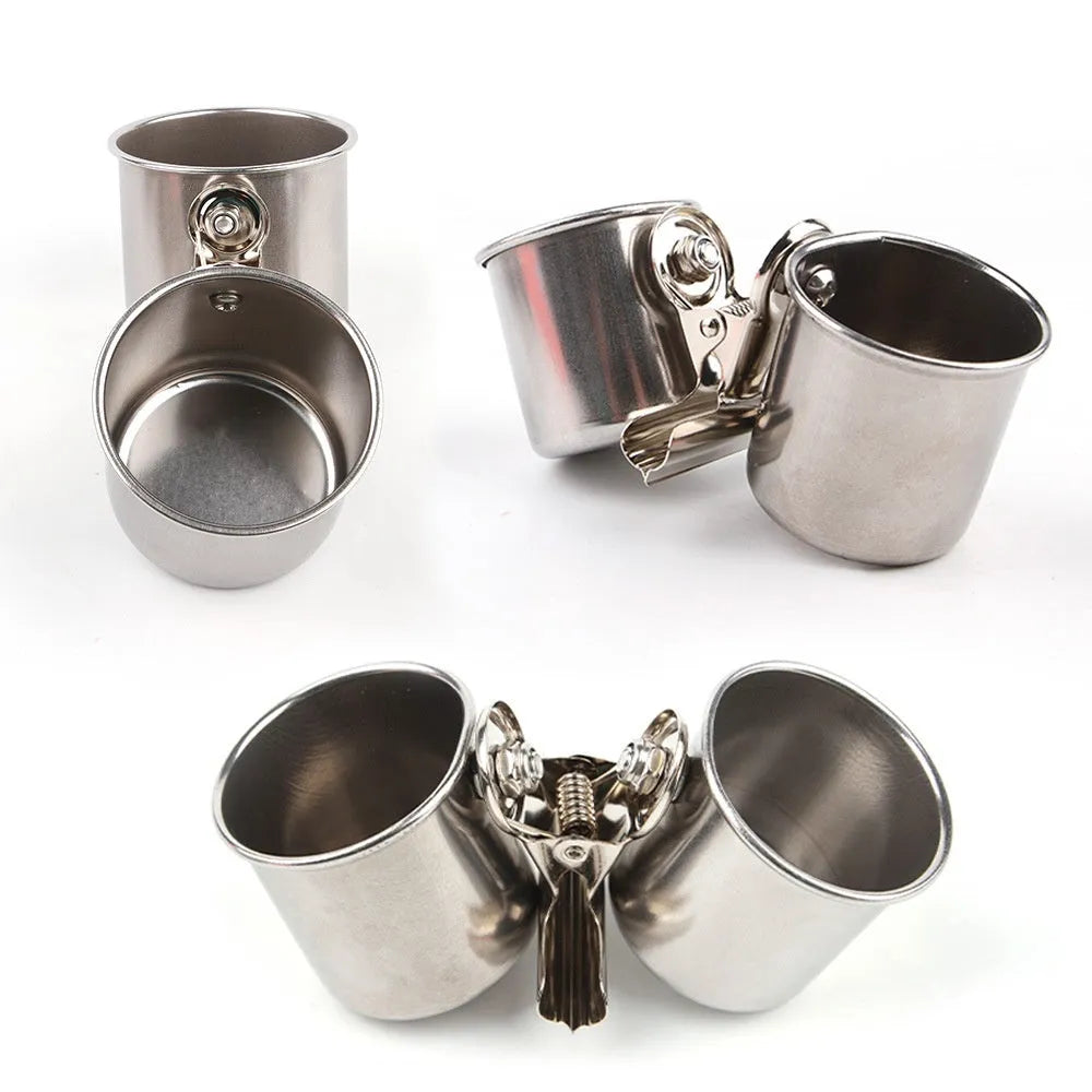 Stainless steel outdoor bird feeder in natural metal colour, shown in large size.