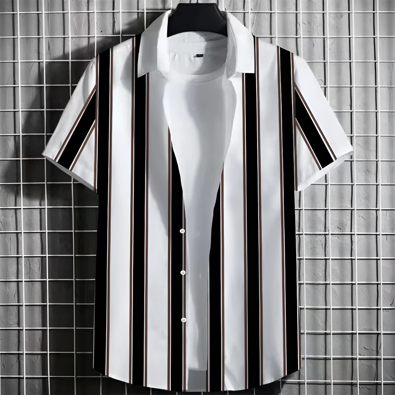 Men's striped linen T-shirt with 3D printed design in multiple colour options