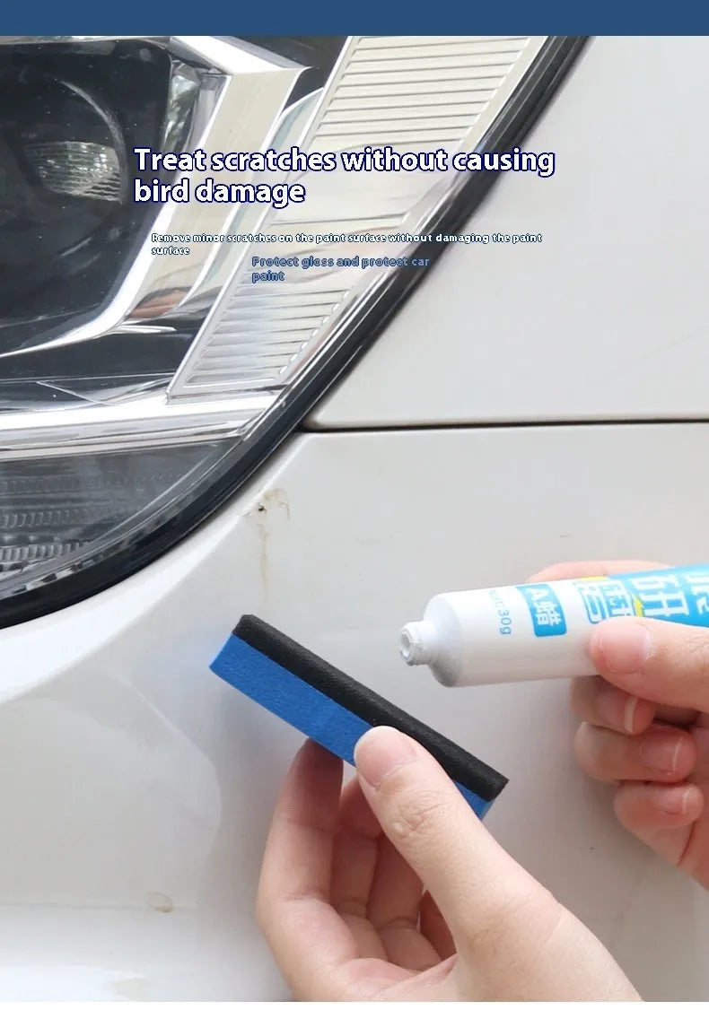Car repair wax kit containing scratch removal A wax, brightening B wax, and frosted polishing sponge