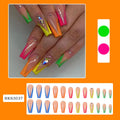 Detachable nail tips with diamond colour French finish and cartoon, love, cross heart patterns, plus jelly glue and filing strip.