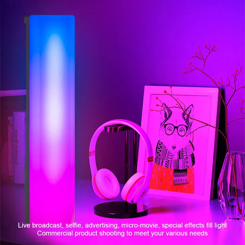 3D RGB table top ambiance lamp with voice-activated rhythm lighting in white or black shell