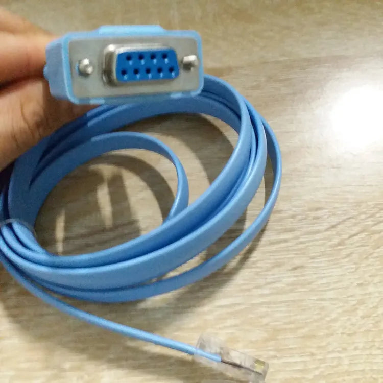 RJ45 to DB9 RS232 serial console cable, 1.5 metres, flat copper wire, sky blue