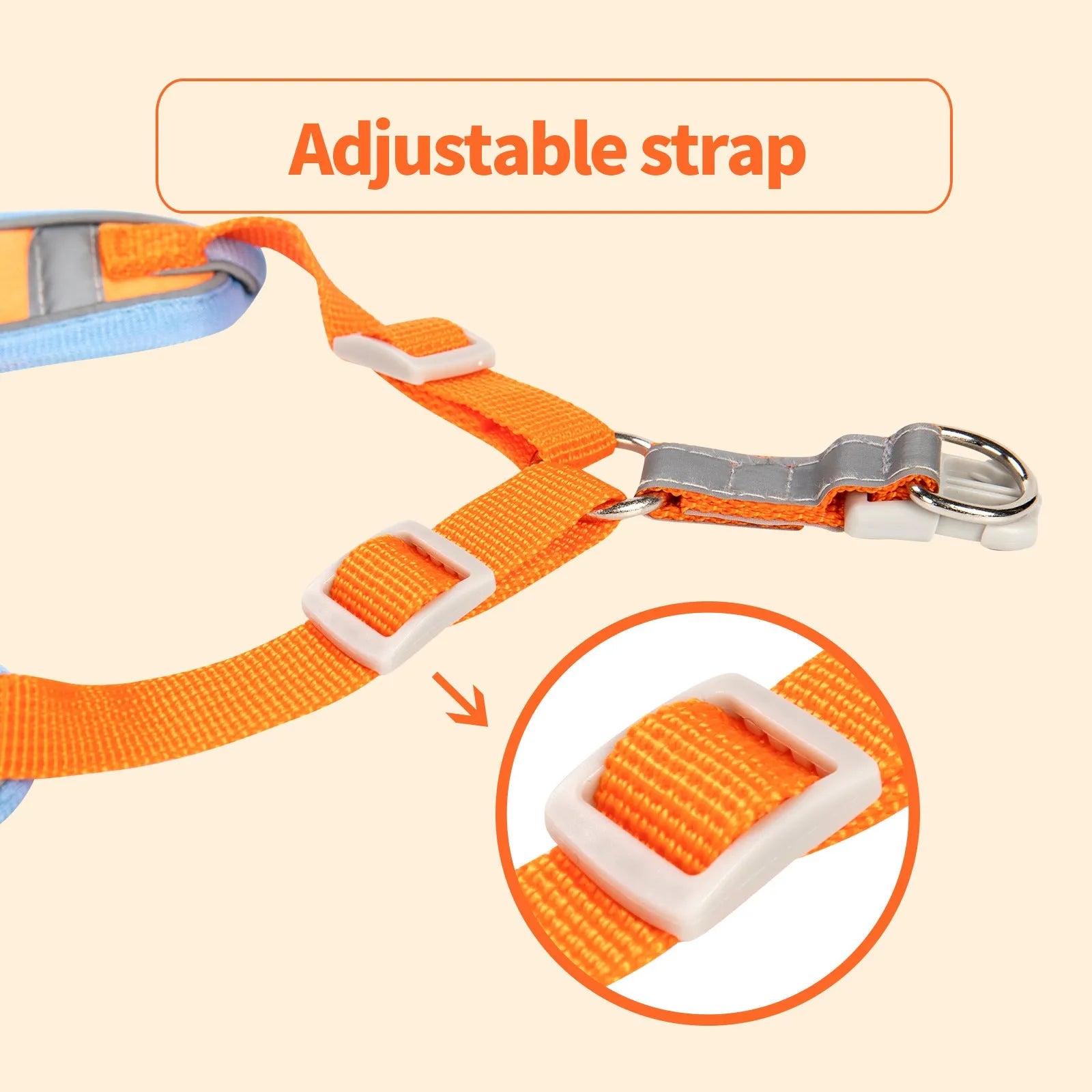 Adjustable purple dog haulage rope harness with chest strap shown on a dog.