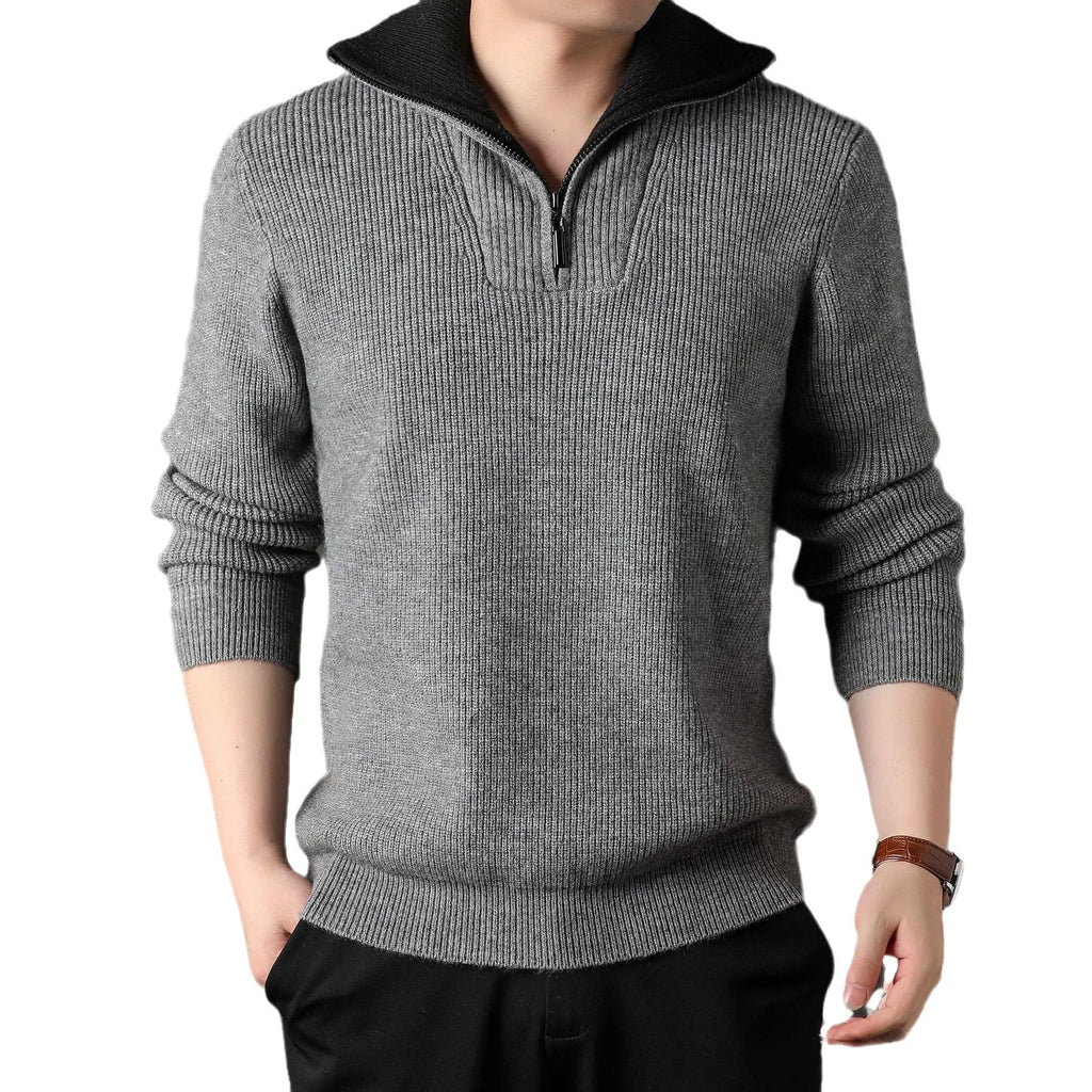 Men's twisted jacquard lapel sweater cardigan in orange, loose fit, long sleeves, autumn knitwear