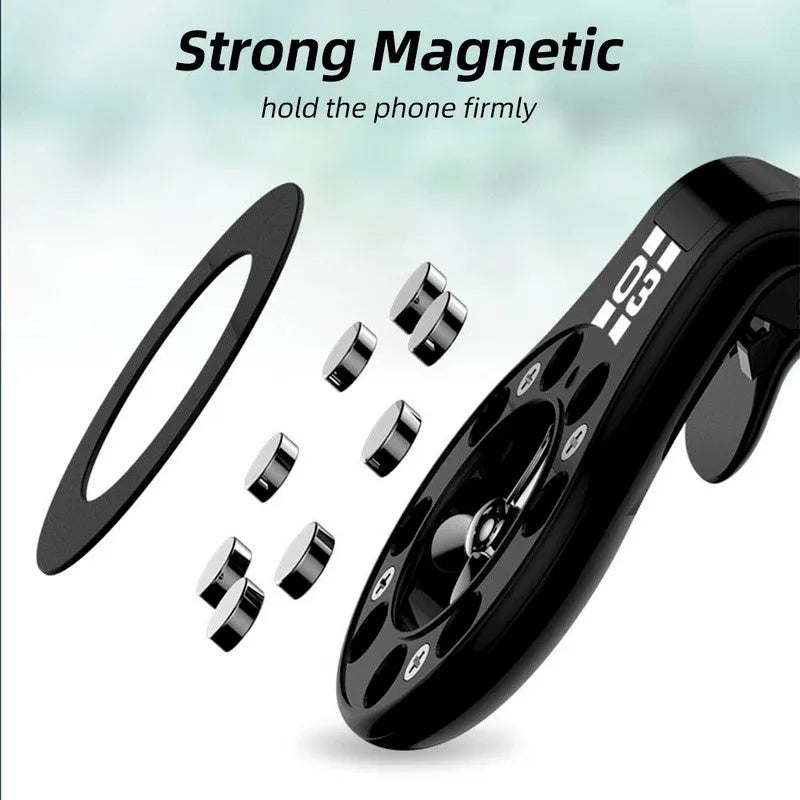 Black magnetic car air vent phone holder with adjustable bracket and fragrance diffuser