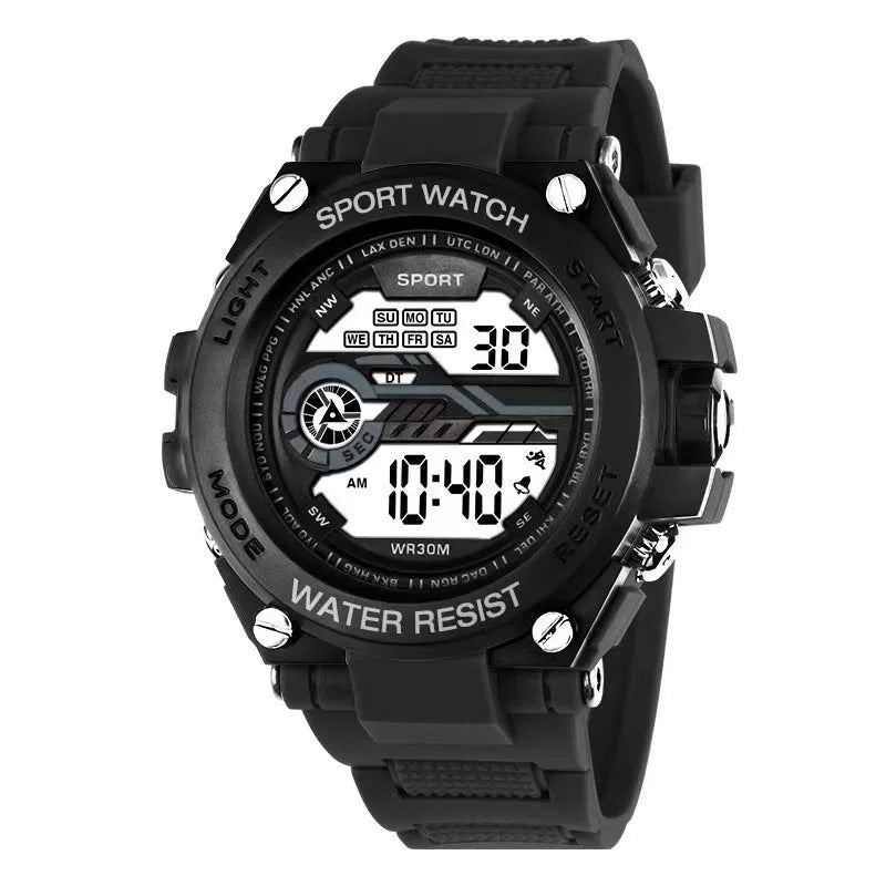 Digital electronic watch for teenagers and students showing multiple colour options