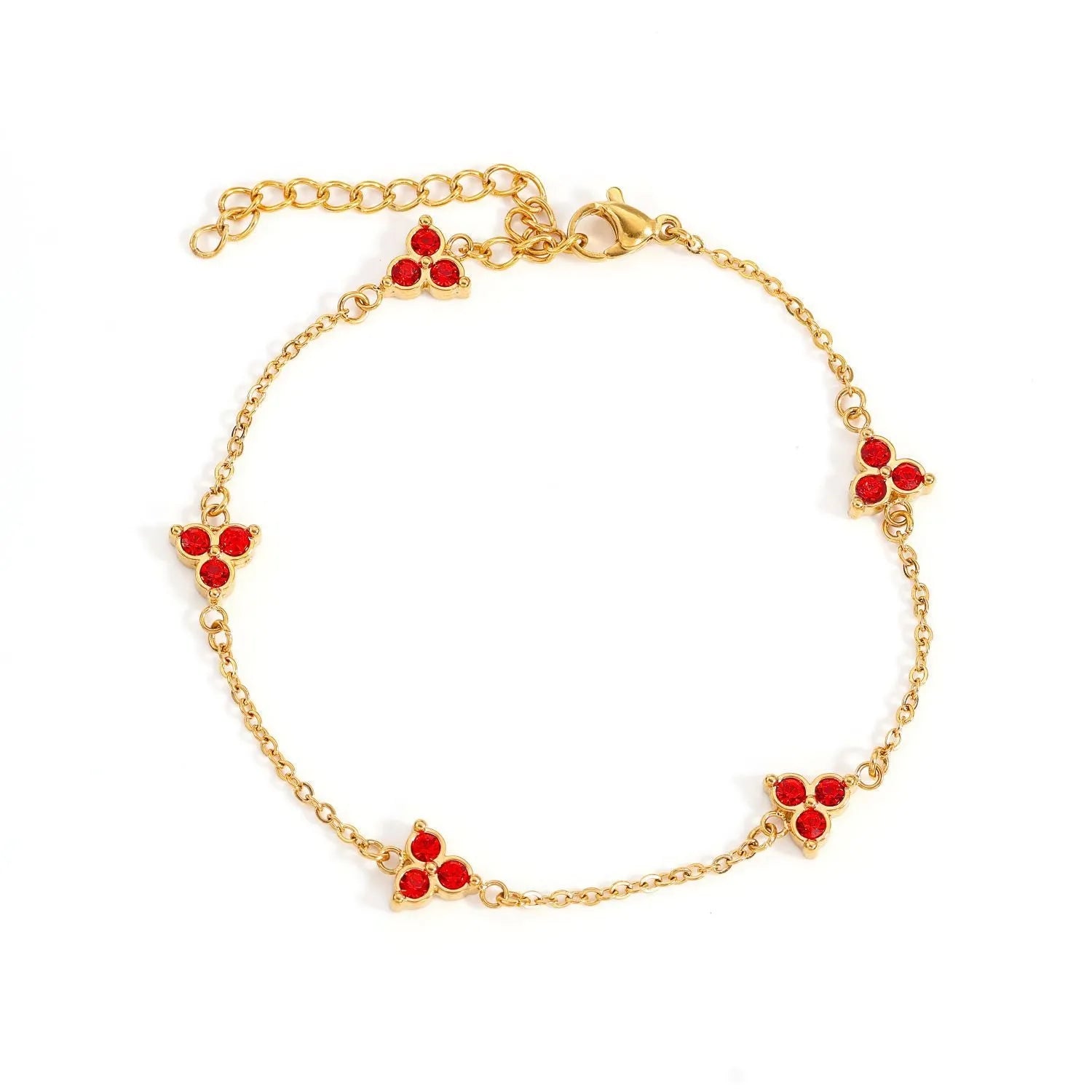 Women's stainless steel geometric bracelet with triangle design and three-diamond centrepiece in gold or steel finish.