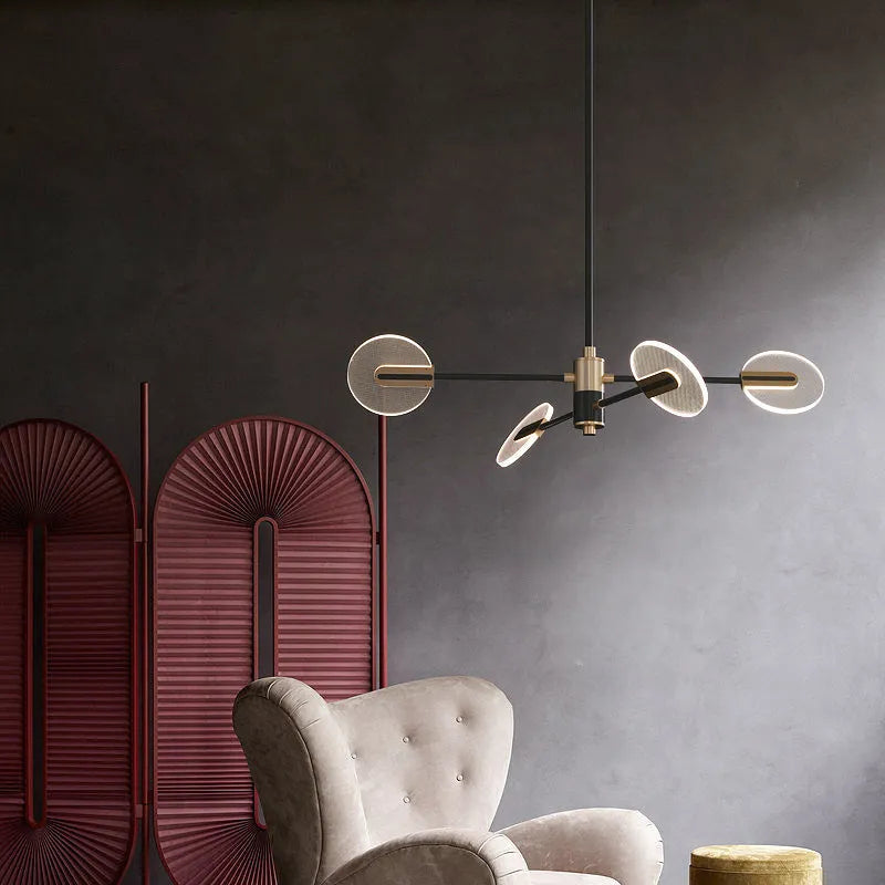 Nordic iron LED chandelier pendant lamp with acrylic light source for dining room