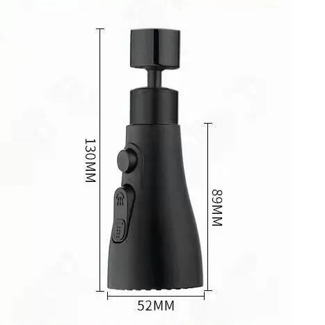 Universal pressurised kitchen faucet sprayer nozzle with rotating head in matte black finish